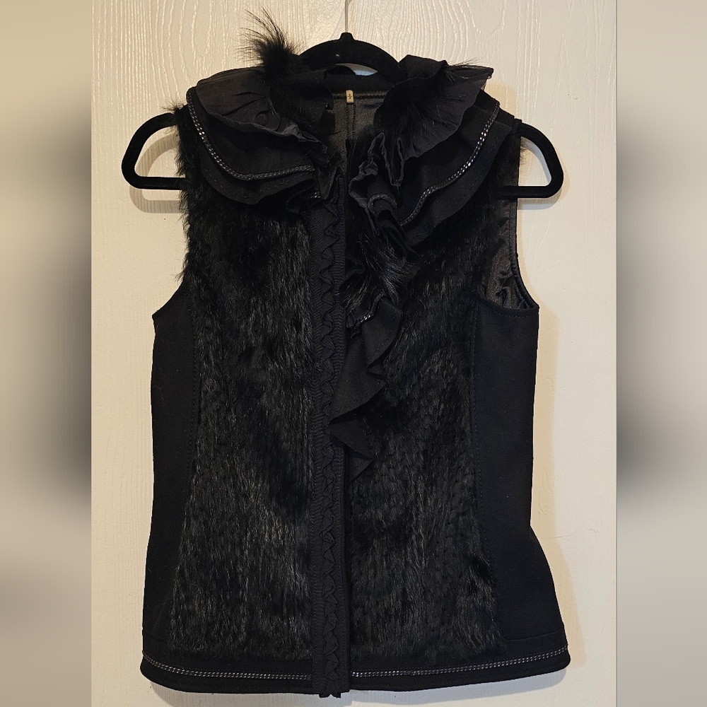 Elie Tahari wool rabbit fur vest